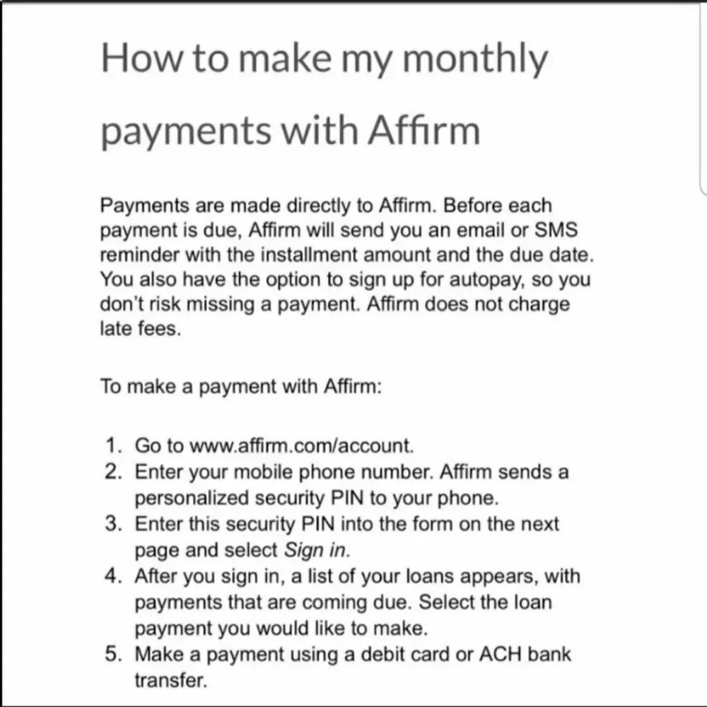 Affirm info for purchases over $200